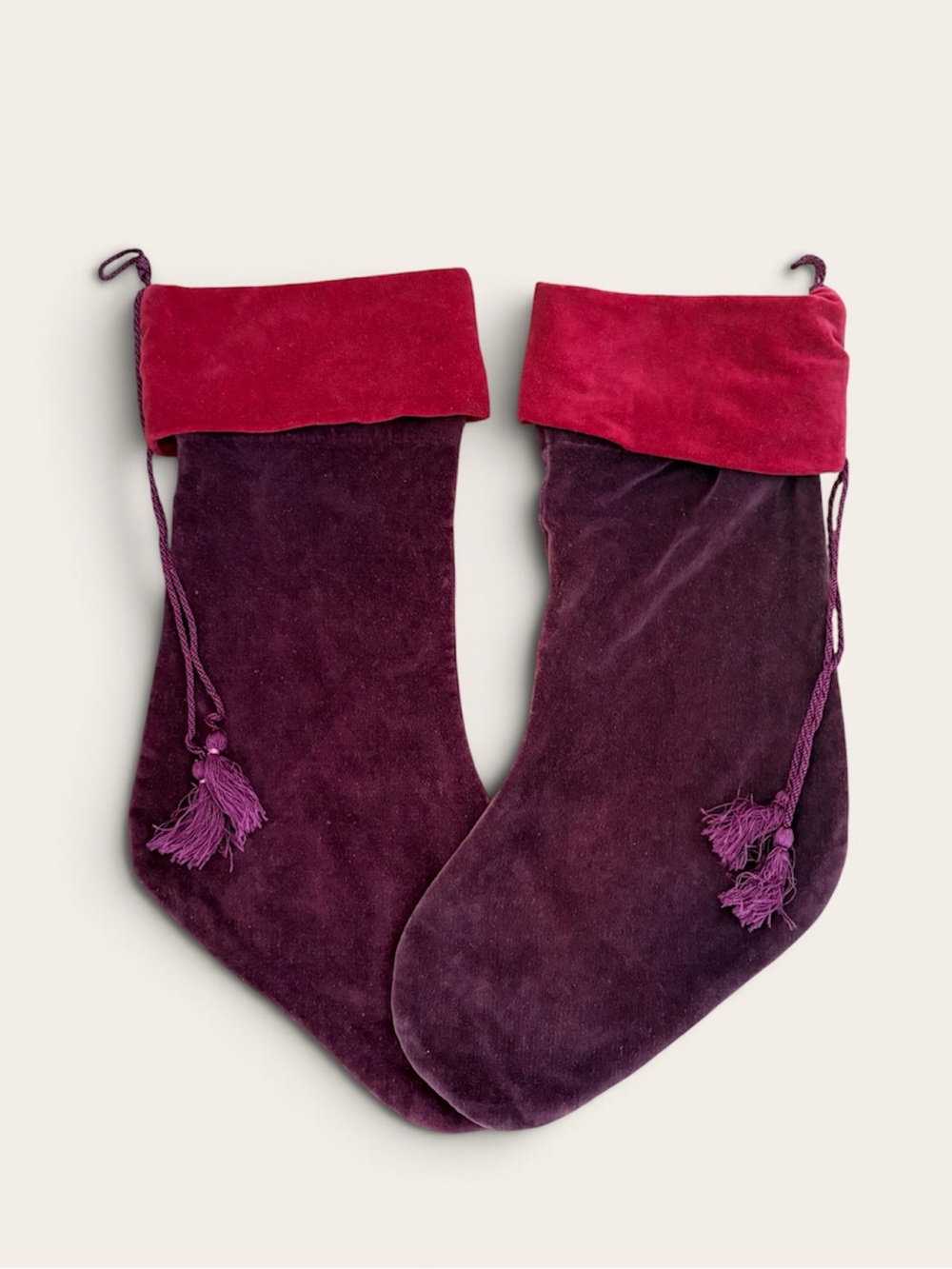 Pottery Barn Velvet Burgundy/Purple and Red Christmas Stockings
